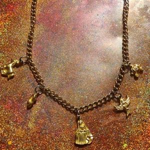 Applause mid-century princess gold vintage charm necklace